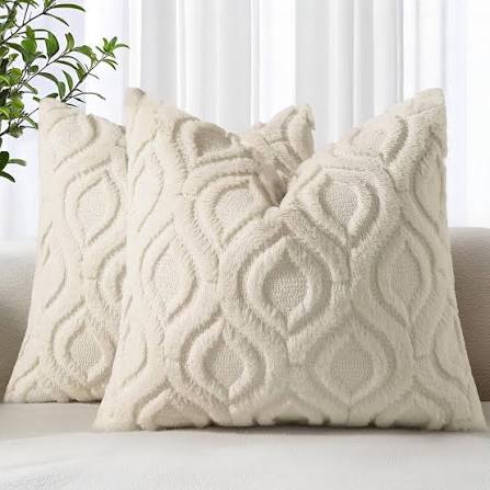 Soft Cream Embroidered Throw Pillow