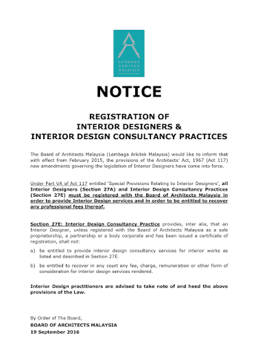 Commercial Interior Design & Registration Certificate